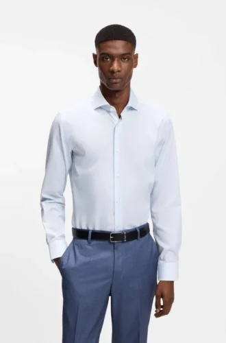 Bedrucktes Slim-Fit-Hemd aus knitterfreier Baumwolltwill