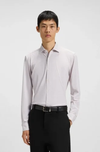 Bedrucktes Slim-Fit-Hemd aus Performance-Stretch-Jersey