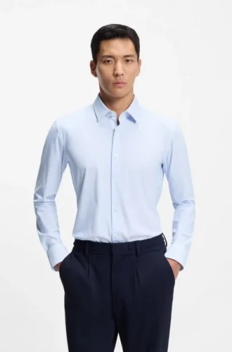 Bedrucktes Slim-Fit-Hemd aus Performance-Stretch-Jersey