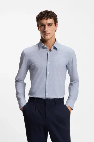 Bedrucktes Slim-Fit-Hemd aus Performance-Stretch-Jersey