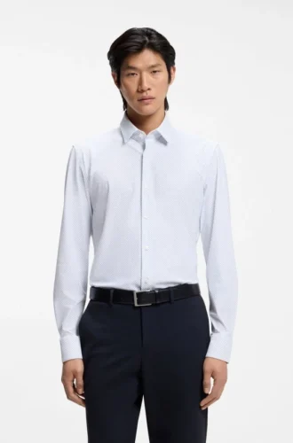 Bedrucktes Slim-Fit-Hemd aus Performance-Stretch-Jersey