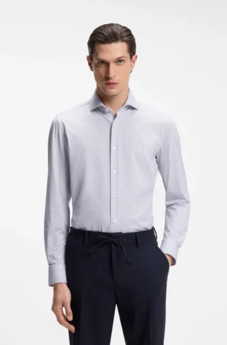 Bedrucktes Slim-Fit-Hemd aus Performance-Stretch-Jersey