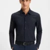 Bedrucktes Slim-Fit-Hemd aus Performance-Stretch-Jersey