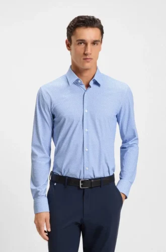 Bedrucktes Slim-Fit-Hemd aus Performance-Stretch-Jersey