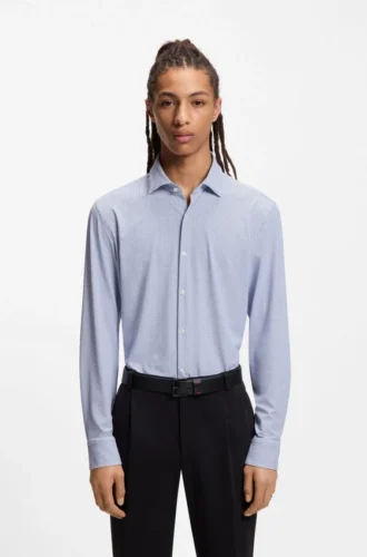 Bedrucktes Slim-Fit-Hemd aus Performance-Stretch-Jersey