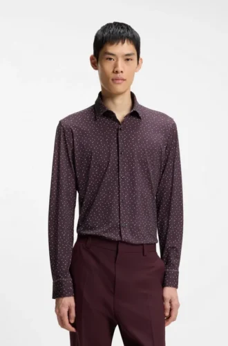 Bedrucktes Slim-Fit-Hemd aus Performance-Stretch-Jersey