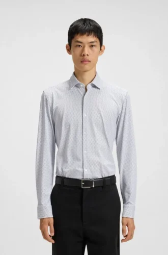 Bedrucktes Slim-Fit-Hemd aus Performance-Stretch-Jersey