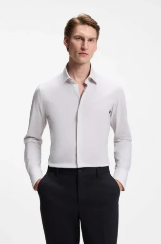 Bedrucktes Slim-Fit-Hemd aus Performance-Stretch-Jersey