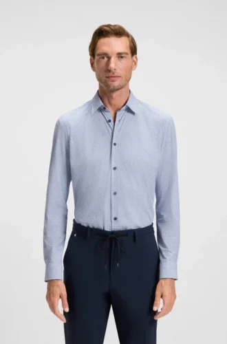 Bedrucktes Slim-Fit-Hemd aus Performance-Stretch-Jersey