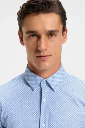 Bedrucktes Slim-Fit-Hemd aus Performance-Stretch-Jersey