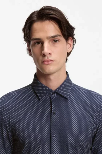 Bedrucktes Slim-Fit-Hemd aus Performance-Stretch-Jersey