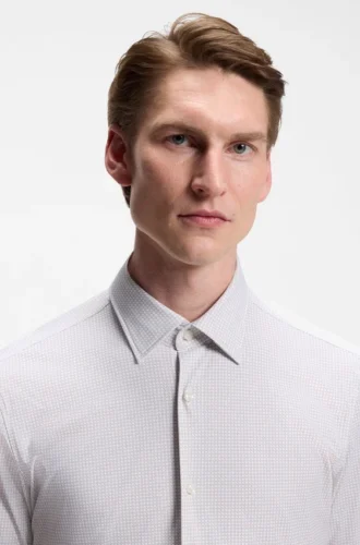 Bedrucktes Slim-Fit-Hemd aus Performance-Stretch-Jersey