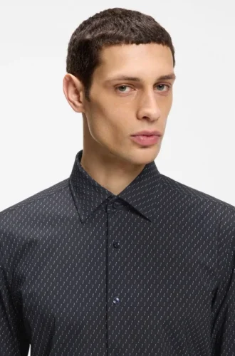 Bedrucktes Slim-Fit-Hemd aus Performance-Stretch-Jersey