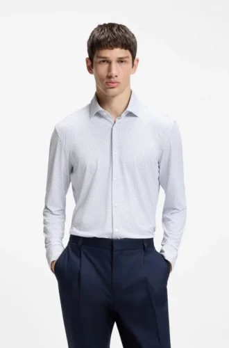 Bedrucktes Slim-Fit-Hemd aus Stretch-Jersey