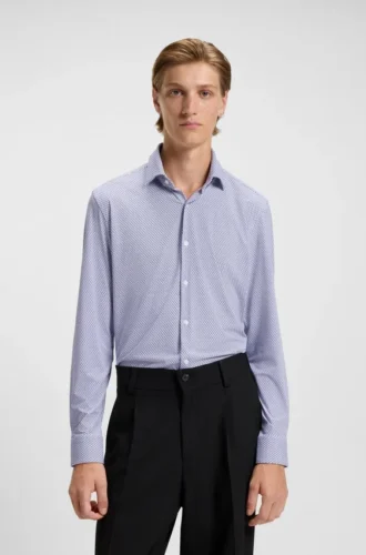 Bedrucktes Slim-Fit-Hemd aus Stretch-Jersey