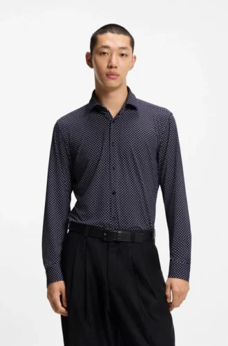 Bedrucktes Slim-Fit-Hemd aus Stretch-Jersey