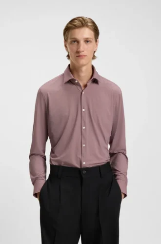 Bedrucktes Slim-Fit-Hemd aus Stretch-Jersey