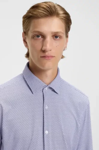 Bedrucktes Slim-Fit-Hemd aus Stretch-Jersey