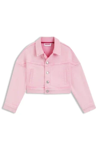Überfärbte Kinderjacke aus Stretch-Baumwoll-Denim
