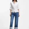 Bügelleichte Bluse in Slim-Fit aus Popeline-Baumwollmischung