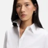 Bügelleichte Bluse in Slim-Fit aus Popeline-Baumwollmischung