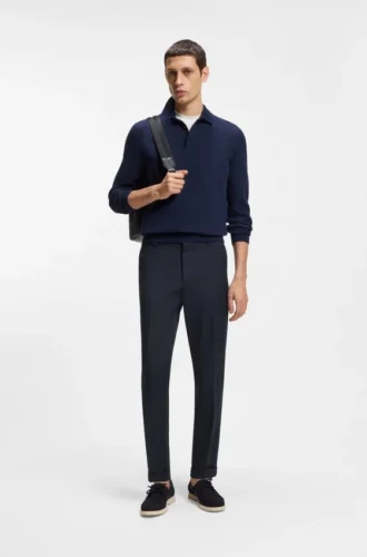 Bügelleichte Hose in moderner Passform aus Baumwollmisch-Twill