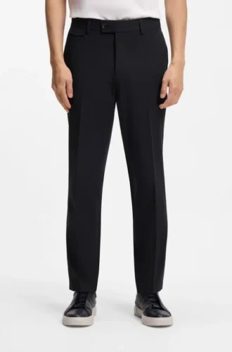 Bügelleichte Hose mit konischer Passform aus Stretch-Baumwollpopeline