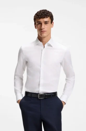 Bügelleichtes Slim-Fit-Hemd aus Baumwollpopeline