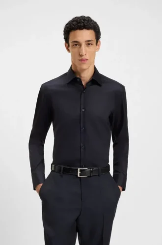 Bügelleichtes Slim-Fit-Hemd aus Baumwollpopeline