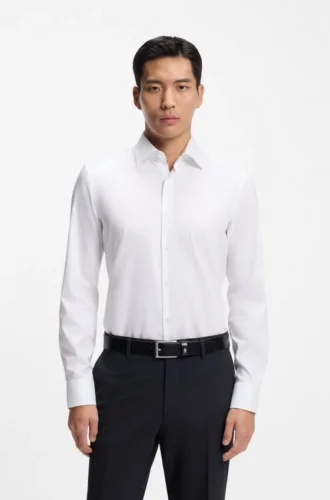 Bügelleichtes Slim-Fit-Hemd aus Baumwollpopeline