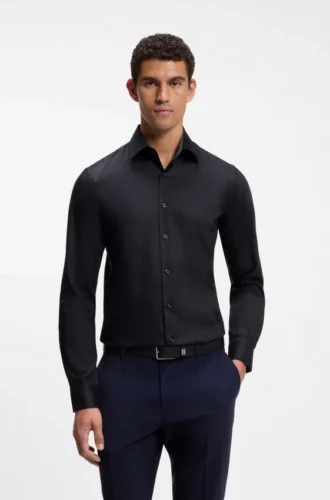 Bügelleichtes Slim-Fit-Hemd aus Baumwollpopeline