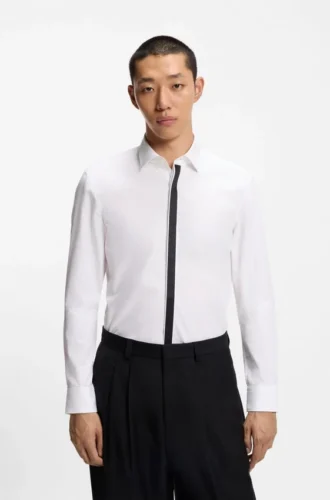 Bügelleichtes Slim-Fit-Hemd aus Baumwollpopeline