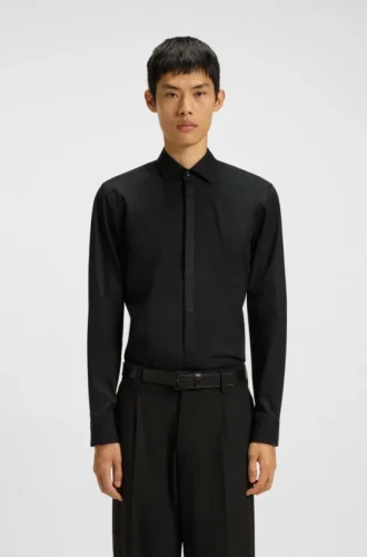 Bügelleichtes Slim-Fit-Hemd aus Baumwollpopeline