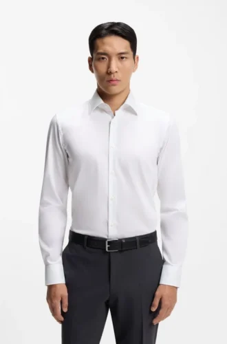 Bügelleichtes Slim-Fit-Hemd aus Baumwollpopeline