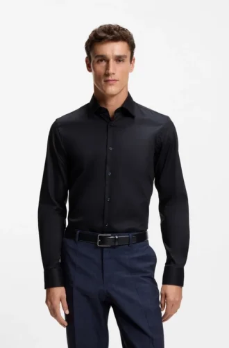 Bügelleichtes Slim-Fit-Hemd aus Baumwollpopeline
