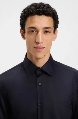 Bügelleichtes Slim-Fit-Hemd aus Baumwollpopeline