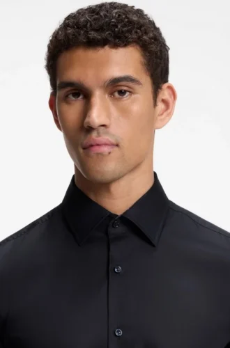 Bügelleichtes Slim-Fit-Hemd aus Baumwollpopeline