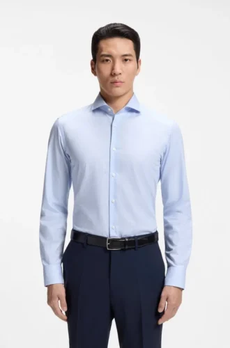 Bügelleichtes Slim-Fit-Hemd aus Baumwolltwill