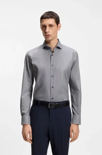 Bügelleichtes Slim-Fit-Hemd aus Stretch-Baumwolle