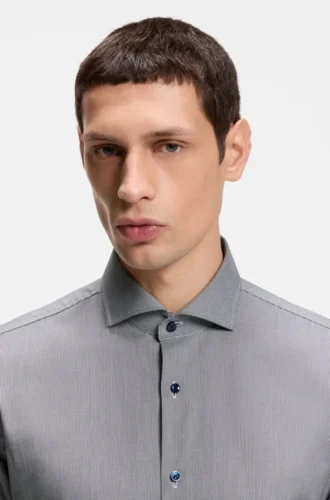 Bügelleichtes Slim-Fit-Hemd aus Stretch-Baumwolle