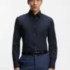 Bügelleichtes Slim-Fit-Hemd aus Stretch-Baumwollpopeline