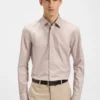 Bügelleichtes Slim-Fit-Hemd aus Stretch-Baumwolltwill