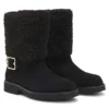 Biker-Stiefel aus Wildleder mit Kunstfellbesatz