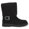 Biker-Stiefel aus Wildleder mit Kunstfellbesatz