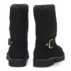 Biker-Stiefel aus Wildleder mit Kunstfellbesatz