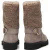 Biker-Stiefel aus Wildleder mit Kunstfellbesatz