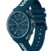 Blau beschichtete Chronographenuhr mit blauem Silikonarmband
