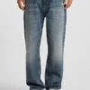 Blaue Baggy-Fit-Jeans aus Distressed-Denim