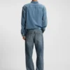Blaue Baggy-Fit-Jeans aus Distressed-Denim