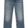 Blaue Baggy-Fit-Jeans aus Distressed-Denim